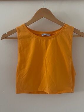 Zara orange crop tank